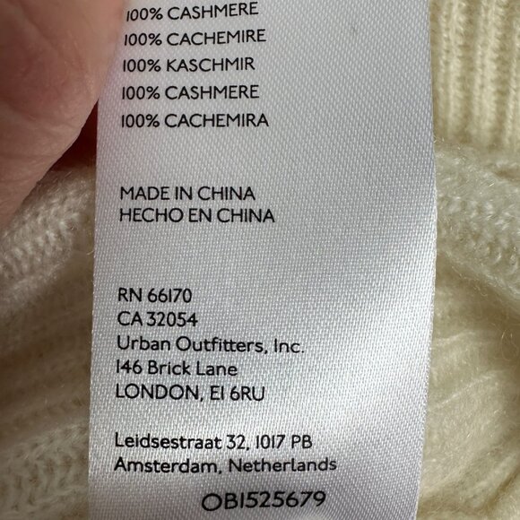 NWT Anthropologie 100% Cashmere Ribbed Mock Neck Jumper sweater Ivory Size XL - Picture 10 of 15